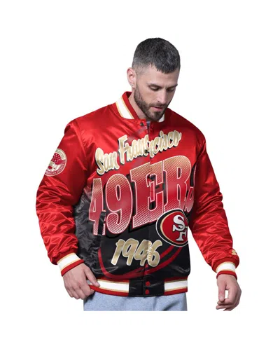 Starter Scarlet San Francisco 49ers Pass Rush Varsity Full-snap Jacket In Multi