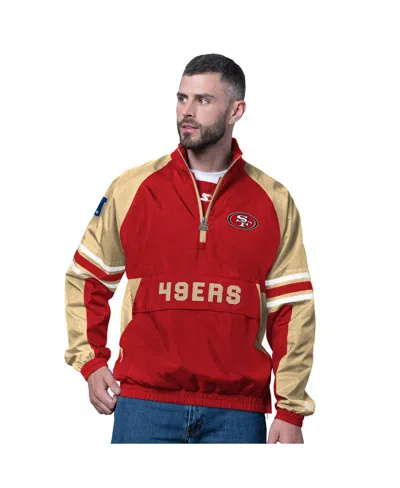 STARTER MEN'S SCARLET SAN FRANCISCO 49ERS PROSPECT HALF-ZIP PULLOVER SWEATSHIRT