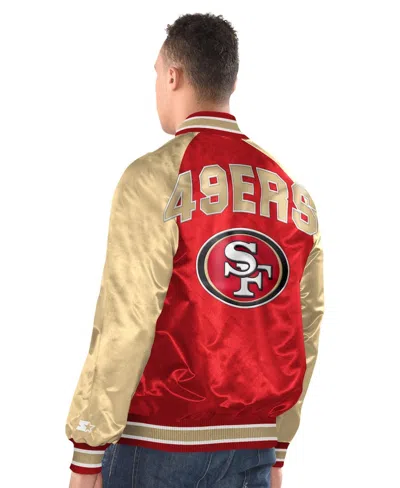 Starter Men's Scarlet/gold San Francisco 49ers Inductee Raglan Full-snap Varsity Jacket In Red