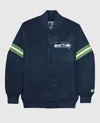 Starter Men's Seattle Seahawks Satin Full-snap Jacket In Navy In Blue
