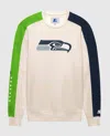 Starter Men's Seattle Seahawks Team Crew Long Sleeve Shirt In Cream In White