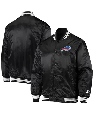 Starter Men's  Black Buffalo Bills Locker Room Satin Varsity Full-snap Jacket