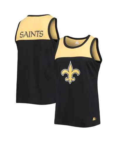 Starter Men's  Black, Gold New Orleans Saints Team Touchdown Fashion Tank Top In Black,gold
