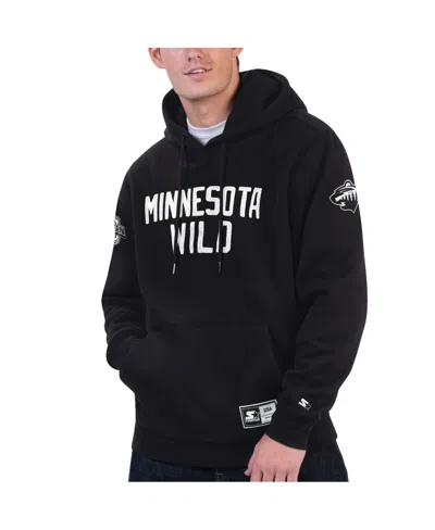 Starter Men's  Black Minnesota Wild Hat Trick Pullover Hoodie