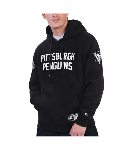 Starter Men's  Black Pittsburgh Penguins Hat Trick Pullover Hoodie