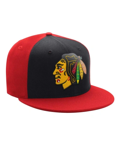 Starter Men's  Black, Red Chicago Blackhawks Logo Two-tone Snapback Hat In Black,red