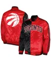 Starter Men's  Black, Red Toronto Raptors Fast Break Satin Full-snap Jacket In Black,red