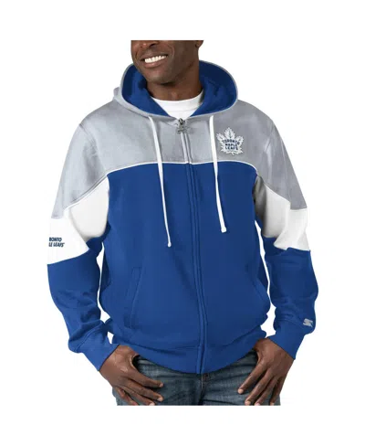 Starter Men's  Blue, Gray Toronto Maple Leafs Power Forward Full-zip Hoodie In Blue,gray