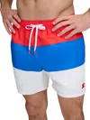 Starter Men's Modern Euro Colorblocked 5" Volley Shorts In Red