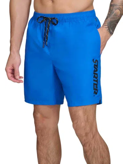 Starter Men's  Core Volley Flat Front Shorts In Blue