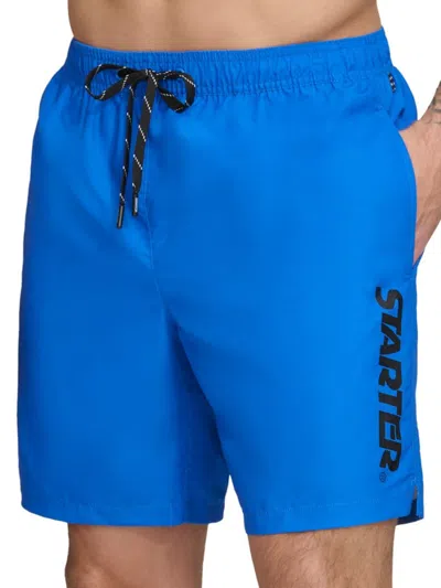Starter Men's  Core Volley Flat Front Shorts In Royal Blue