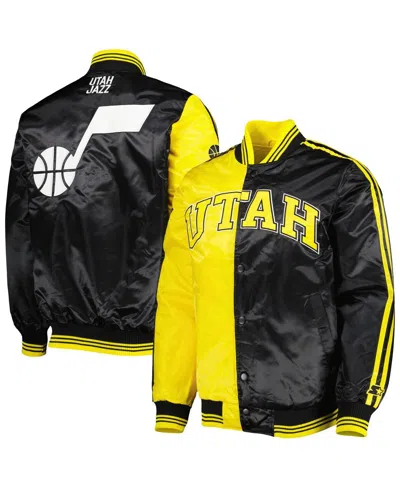 Starter Men's  Gold, Black Utah Jazz Fast Break Satin Full-snap Jacket In Gold,black
