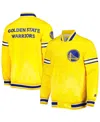 Starter Gold Golden State Warriors Slider Satin Full-snap Varsity Jacket In Gold