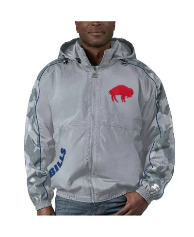 Starter Men's  Gray Distressed Buffalo Bills Thursday Night Gridiron Throwback Full-zip Jacket