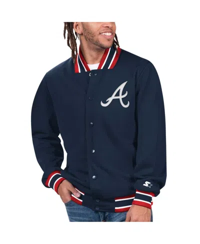 Starter Men's  Navy Atlanta Braves Secret Weapon Full-snap Jacket