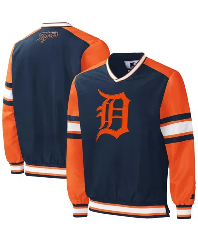 Starter Men's  Navy Detroit Tigers Yardline V-neck Pullover Windbreaker