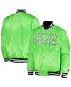 Starter Men's  Neon Green Boston Red Sox Cross Bronx Fashion Satin Full-snap Varsity Jacket In Neon Green