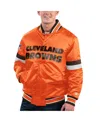 Starter Men's  Orange Distressed Cleveland Brown Gridiron Classics Home Game Satin Full-snap Varsity In Orange