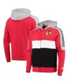 Starter Men's  Red And Black Chicago Blackhawks Playoffs Color Block Full-zip Hoodie In Red,black