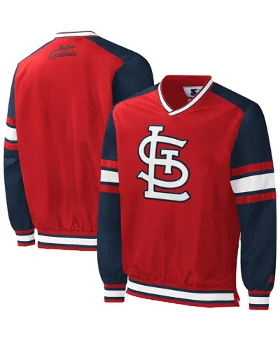 Starter Men's  Red St. Louis Cardinals Yardline V-neck Pullover Windbreaker