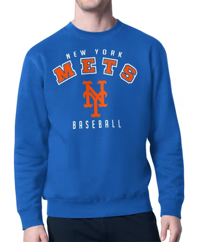Starter Men's  Royal New York Mets Team Logo Fleece Pullover Sweatshirt In Black