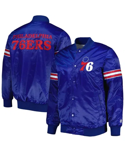 Starter Men's  Royal Philadelphia 76ers Pick And Roll Satin Full-snap Varsity Jacket