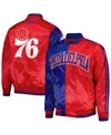 Starter Men's  Royal, Red Philadelphia 76ers Fast Break Satin Full-snap Jacket In Royal,red