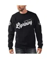 Starter Men's  X Nhl Black Ice Black Tampa Bay Lightning Cross Check Pullover Sweatshirt In Black