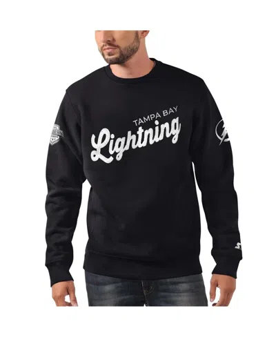 Starter Men's  X Nhl Black Ice Black Tampa Bay Lightning Cross Check Pullover Sweatshirt