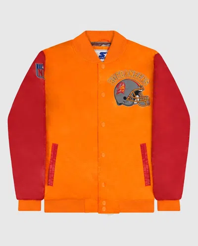 Starter Men's Tampa Bay Buccaneers Varsity Satin Full-snap Jacket In Orange