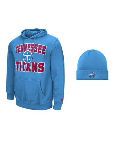 Starter Men's Tennessee Titans Fleece-lined Graphic Hoodie And Cuffed Knit Hat, 2-piece Set In Blue