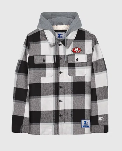 Starter Men's The Big Joe Sherpa Lined Plaid  Jacket In Str San Francisco 49ers Black In Multi