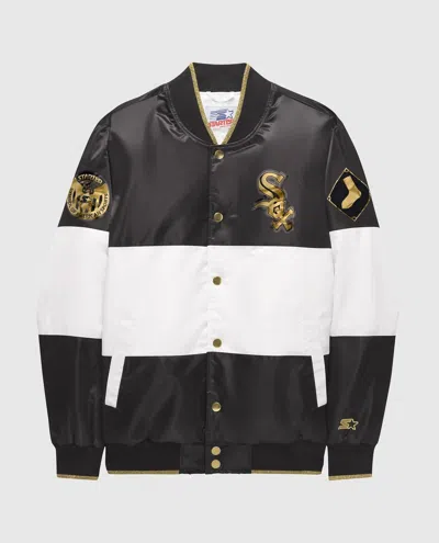 Starter Men's Ty Mopkins Chicago White Sox Satin Full Snap Jacket In Black