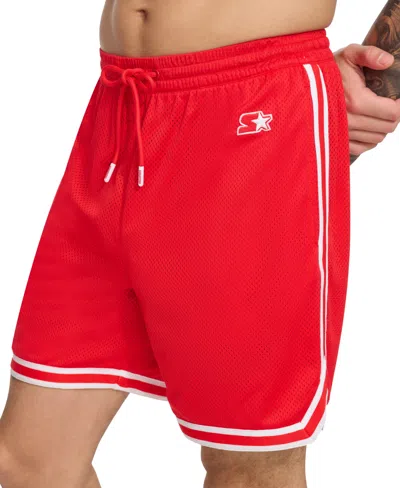 Starter Men's Regular Fit Drawstring Mesh Shorts In Red