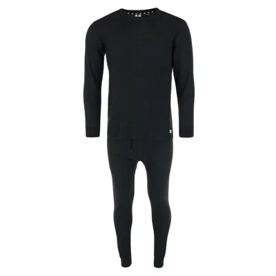 Starter Men's Waffle Weave Thermal Long John Top And Bottom Set In Black