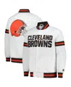 Starter Men's White Cleveland Browns Scout Full-snap Varsity Jacket In White