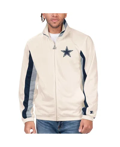 Starter Men's White Dallas Cowboys Vintage-like Rebound Full-zip Track Jacket In Cream Navy