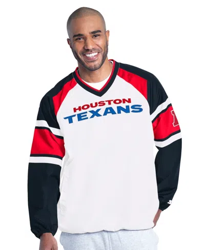STARTER MEN'S WHITE HOUSTON TEXANS INFIELD PLAY RAGLAN PULLOVER JACKET