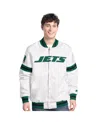 Starter Men's White New York Jets Scout Full-snap Varsity Jacket In White