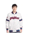 Starter Men's White Philadelphia Phillies Cooperstown Scout Full-snap Varsity Jacket In Multi