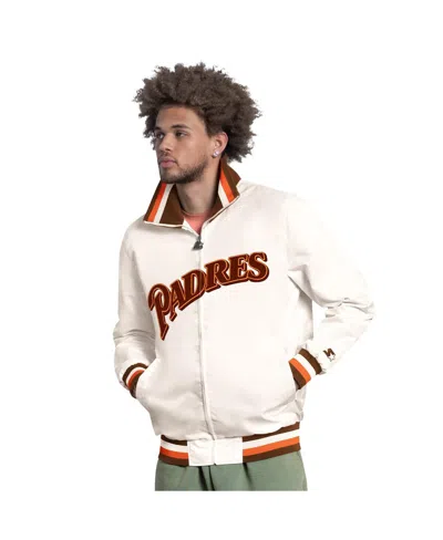 Starter Men's White San Diego Padres The Captain Cooperstown Logo Full-zip Varsity Jacket In Multi