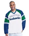 Starter Men's White Seattle Seahawks Infield Play Raglan Pullover Jacket In Multi