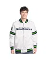 Starter Men's White Seattle Seahawks Scout Full-snap Varsity Jacket In White