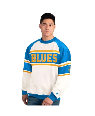 Starter Men's White St. Louis Blues Defense Fleece Crewneck Sweatshirt