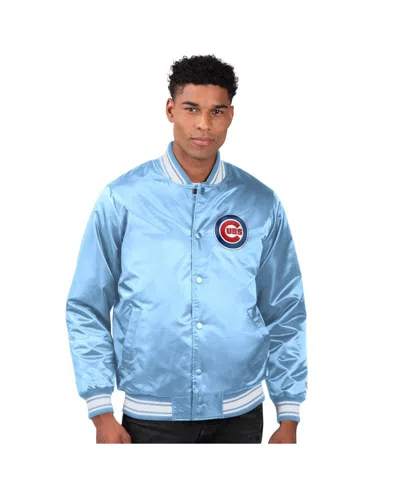 Starter Men'sâ Light Blue Chicago Cubs Locker Room Satin Full-snap Varsity Jacket
