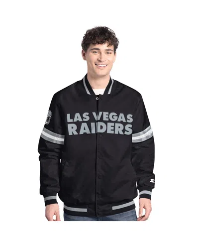 Starter Men'sâ Black Las Vegas Raiders Scout Full-snap Varsity Jacket