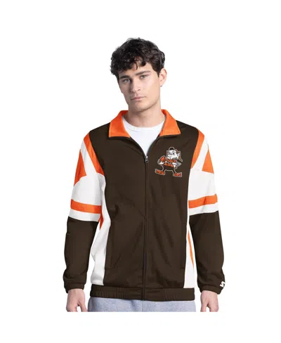 Starter Men'sâ Brown Cleveland Browns Contender Logo Full-zip Track Jacket