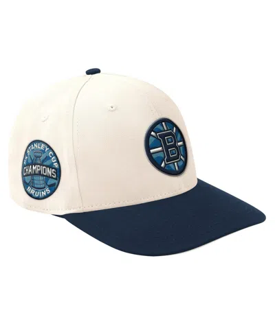 Starter Men's Cream/navy Boston Bruins Blue Wave Classic Adjustable Hat In Cream,navy