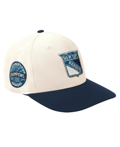 Starter Men's Cream/navy New York Rangers Blue Wave Classic Adjustable Hat In Cream,navy
