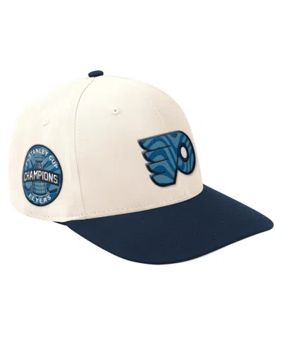 Starter Men's Cream/navy Philadelphia Flyers Blue Wave Classic Adjustable Hat In Cream,navy